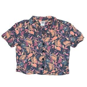 NICOLE MILLER Floral Print Button Down Blouse Size M